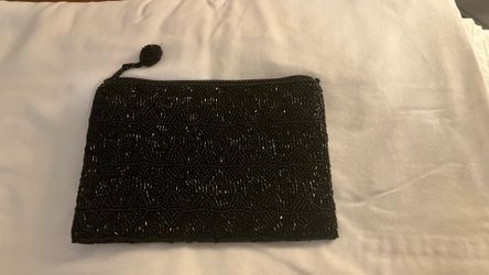 Amanda Smith Black Beaded Clutch Bag