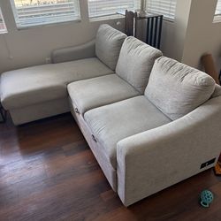 Coddle Luke Fabric Sleeper Sofa with Reversible Chaise and Storage, Gray