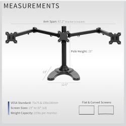 VIVO Triple Monitor 23 to 32 inch LED LCD Freestanding Desk Stand