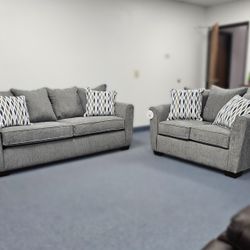 Harris Smoke Gray Sofa and Loveseat Sala, Sillon