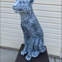 3 Foot Tall, Snow, Leopard Statue