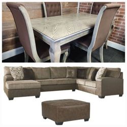 New Sectional with Ottoman & 5pc Table Set 