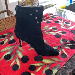Black Suede Leather Bootie