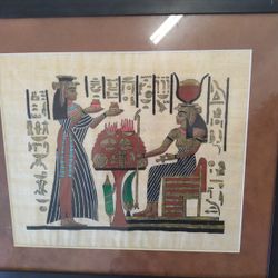 Framed Egyptian Hand Painted Papyrus 