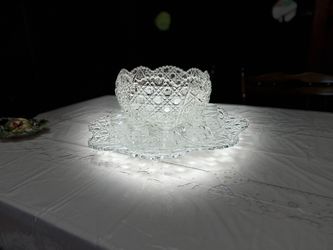 Vintage Pressed Glass Punch Bowl