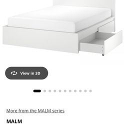 Night Bed Frame 4 Storage Boxes, White