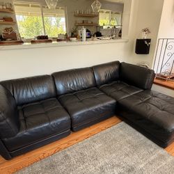 Black Leather Modular Sofa
