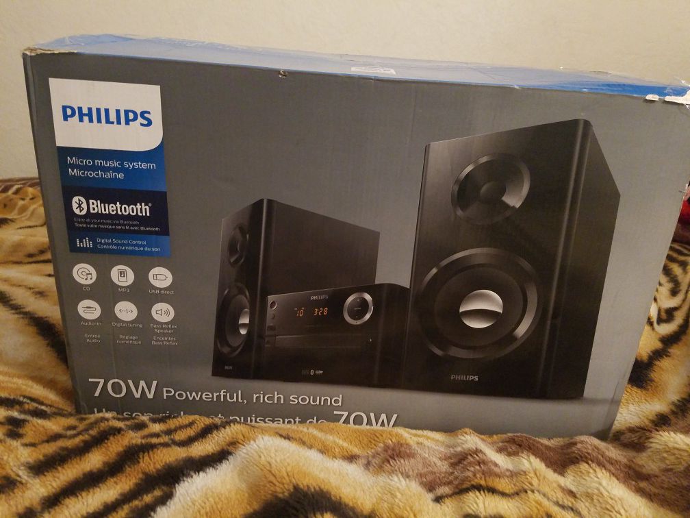 Bluetooth Wireless Music System Stereo Speaker Micro Mp3 CD USB Philips.