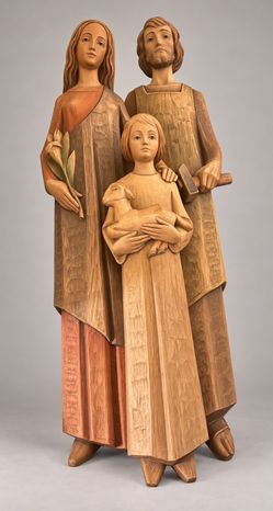 Vintage Italian Hand-Carved Holy Family — Demetz 140/A — $7,500  Beautiful painted wooden Holy Family sculpture
