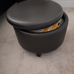 2  Brown Faux Leather Ottomans