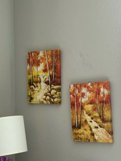 Autumn Forest Canvas Wall Art Set of 2