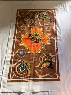 Australia Cotton Tea Towel, Aboriginal-Style Art Print, 100% Cotton