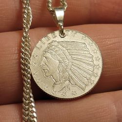 .999 Fine Silver Native American / eagle Pendant 