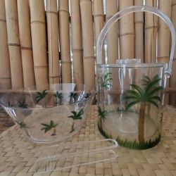 Acrylic Ice Bucket Tongs & Bowl