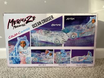 Mermaze Mermaidzâ„¢ Ocean Cruiser Convertible Car with Color Change Decals, Glitter-Filled Walls, Rolling Wheels, Working Seat Belts, Steering Wheel, Fi