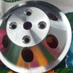 aluminum crankshaft pulley for a small block Chevy engine.  