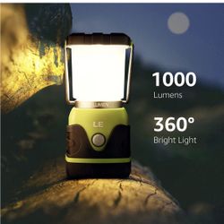 LE LED Camping Lantern, Battery Powered LED with 1000LM, 4 Light Modes, Waterproof Tent Light, Perfect Lantern Flashlight for Hurricane, Emergency, Su