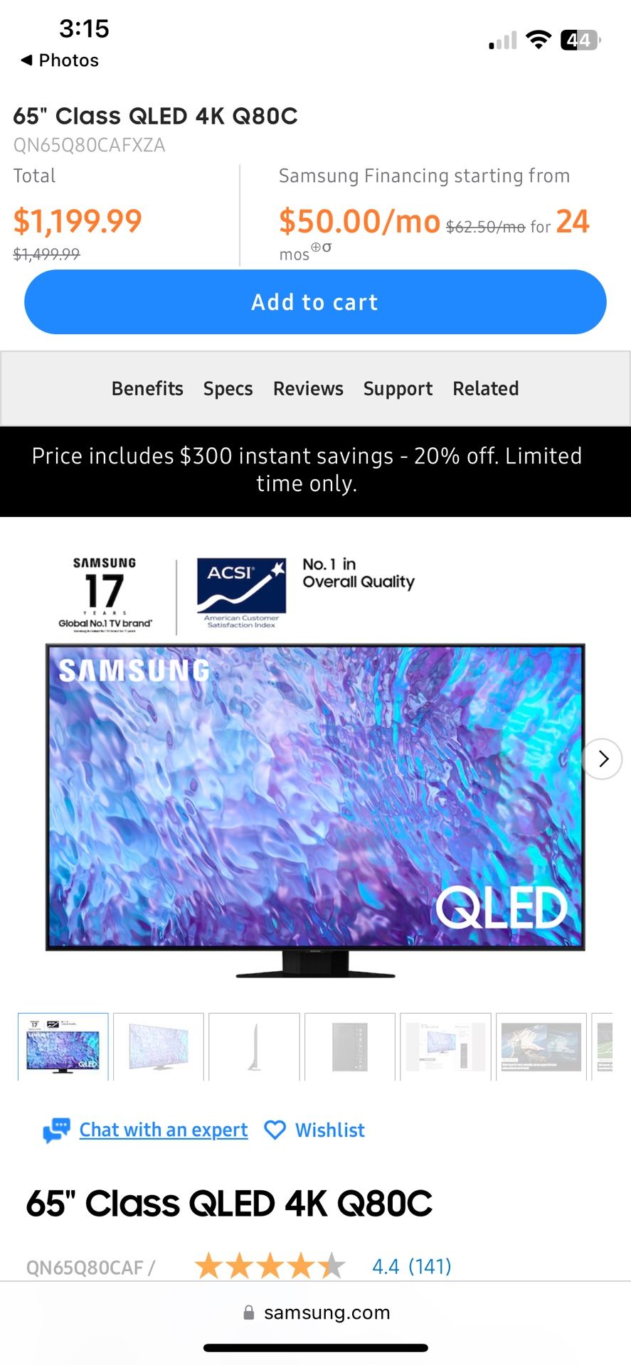 Samsung 65" Class QLED 4K Q80C