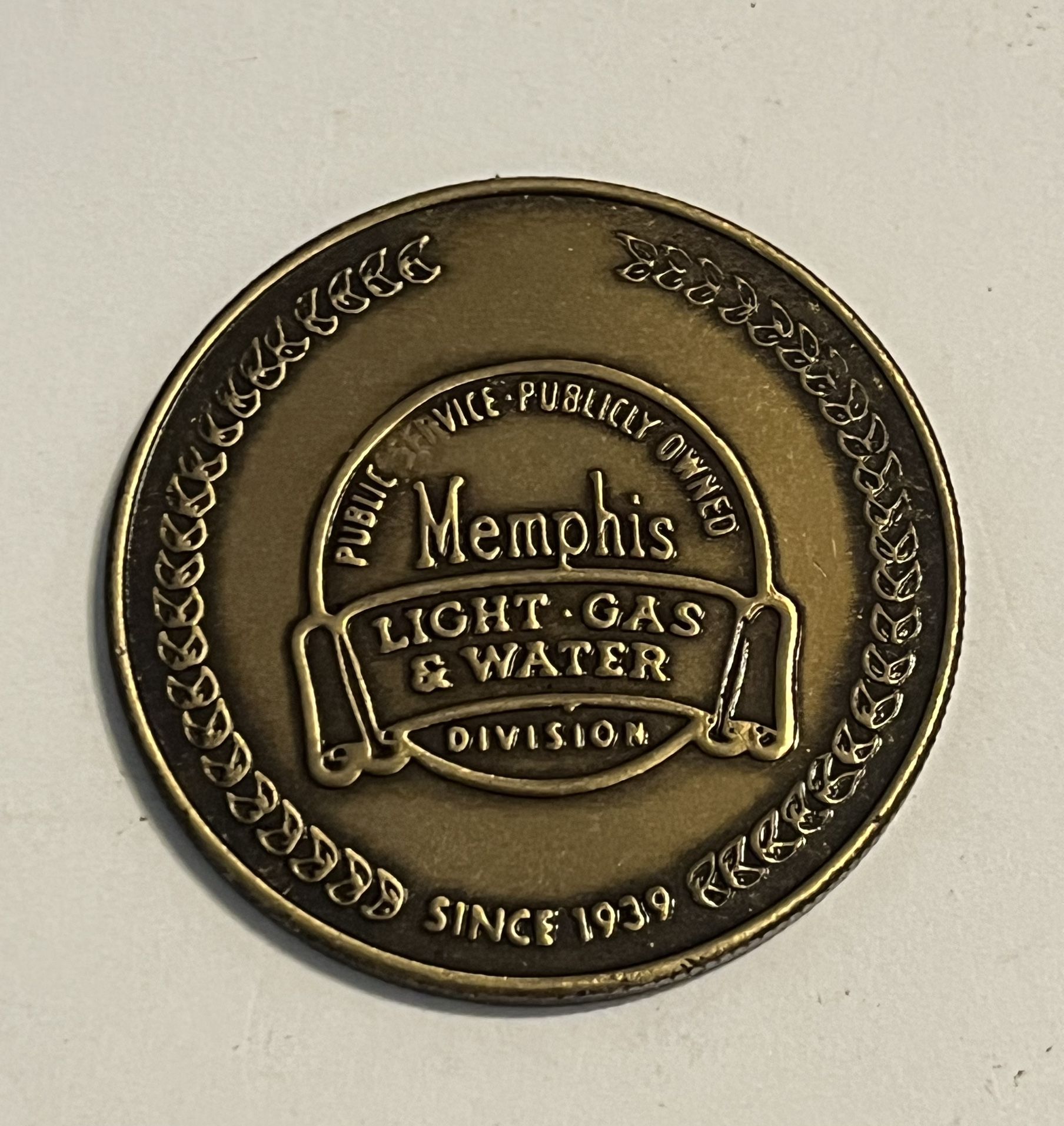 Nice Rare Memphis Light, Gas and Water (MLGW) challenge coin 50 th Anniversary