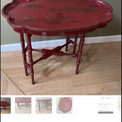 Chinoiseries Style Faux Bamboo Folding Tray Table 23”T x 28”x 19” Top
