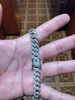 Iced out Cuban link silver necklace