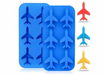 2Pcs 3D Airplane Chocolate Molds, Plane Aircraft Silicone Candy,Wax, Soap Ice Cube Trays