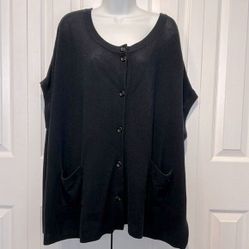 Dark Navy Blue Cap Sleeve Button Up Cardigan Size 3X