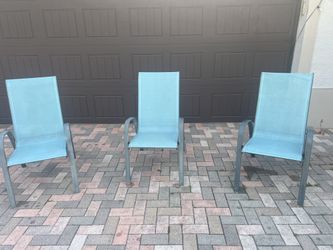 Set of 3 Turquoise Outdoor Patio Chairs