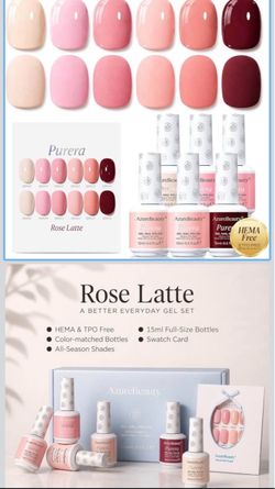 AZUREBEAUTY 6 Colors 15ml HEMA Free Purera Gel Nail Polish Set, Same Color Bottles, Soak Off UV LED Gel Polish Kit Nail Art for DIY at Home Manicure S