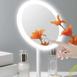 LED MAKEUP VANITY MIRROR WITH JEWELRY HOLDER BASE