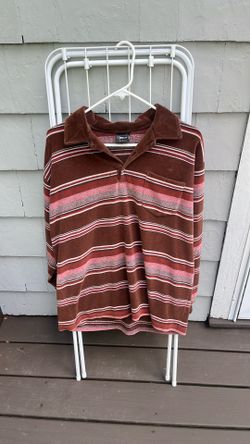 Velour Brown Striped Button Down