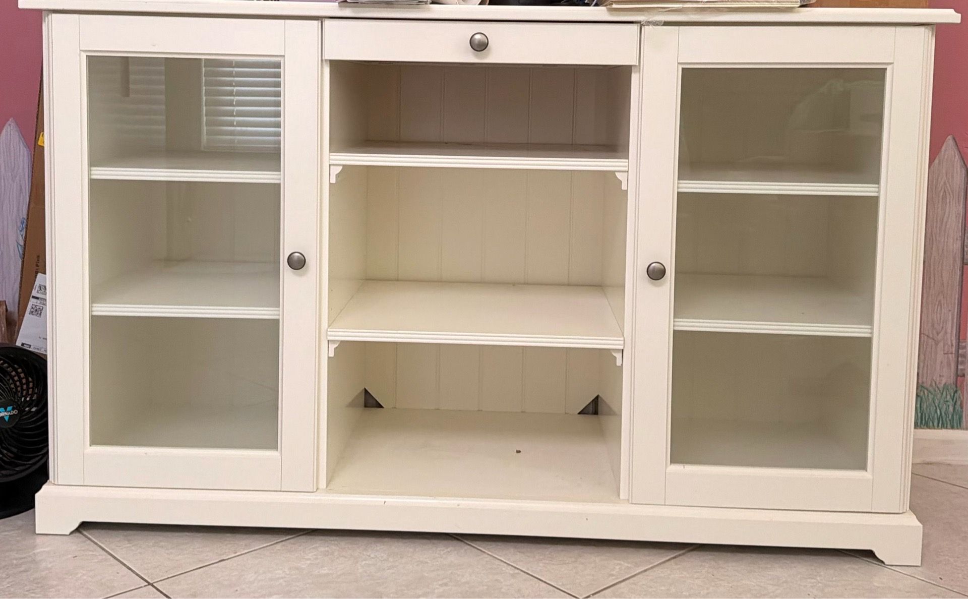 white dish cabinet