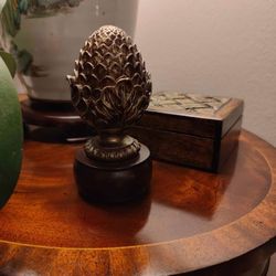 Pineapple on Turned Wood Base - Enhanced with Gold