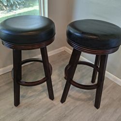 Swivel Upholstery Bar Stools With Solid Wood Frame