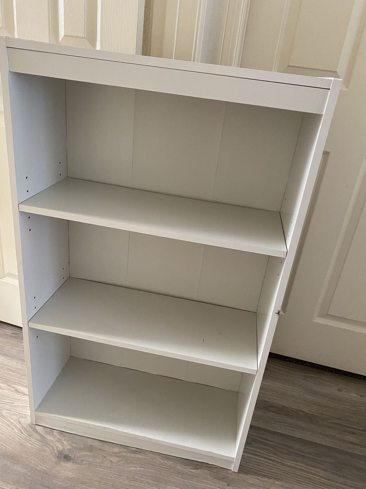 white book shelf