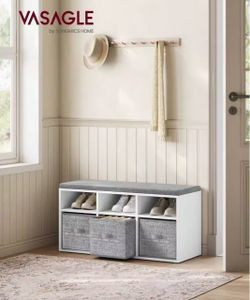 Shoe Bench With Cushion, Shoe Storage Bench With 6 Compartments And 3 Adjustable Shelves, Entryway Bench With Padded Seat, For Bedroom, Closet, Living
