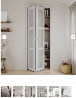 White Bi-Fold Door with Frosted Glass Panels