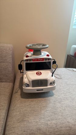 Kids Fire Dept. Ride-On Push Toy Truck