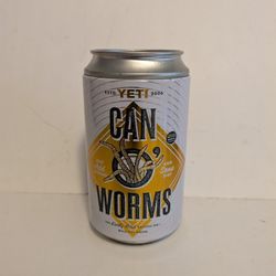 Yeti White Gold Can Worms Tin Can Novelty Gift 12 Oz Aluminum Collectible