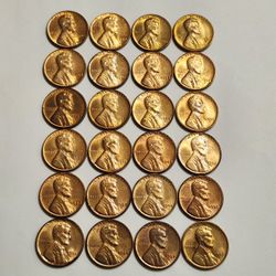 1940's , 1950's Uncirculated Wheat Cent Penny Antique Coins