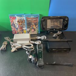 Nintendo Wii U 32GB Console - Black - With 3 Games And Wii Plus Controllers 