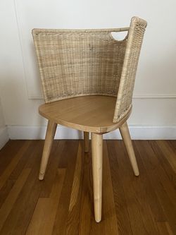 Rattan Barrel Accent Chair – Natural Wicker & Solid Oak