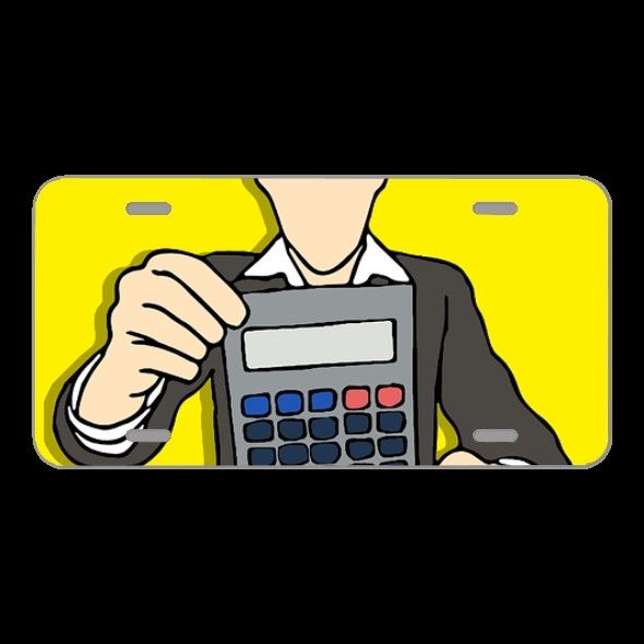 License Plate Novelty Car Front Accountant Calculate Calculation Tax