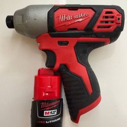 Milwaukee 2462-20 M12 1/4 Inch Hex Shank 12 Volt Lithium Ion Cordless 2,500 RPM 1,000 Inch Pounds Impact Driver