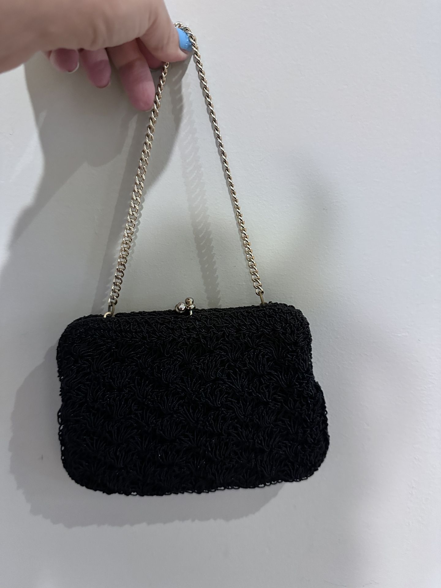 Vintage, Black Woven Evening Clutch