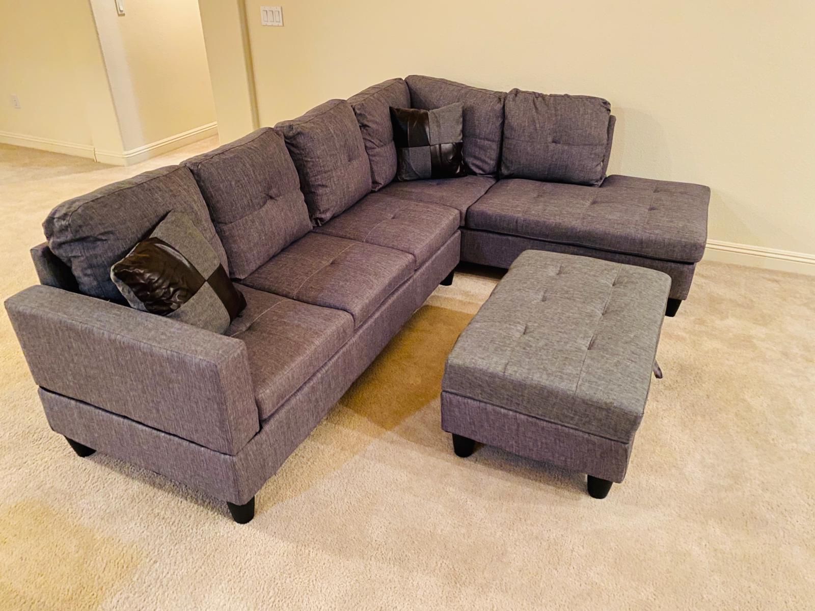 New!! Gray sectional sofa set w/ Storage Ottoman • Apply from your phone • Free Financing ✔️