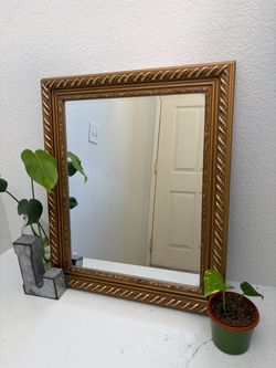 Faux Gold Ornate Rope Frame Wall Mirror