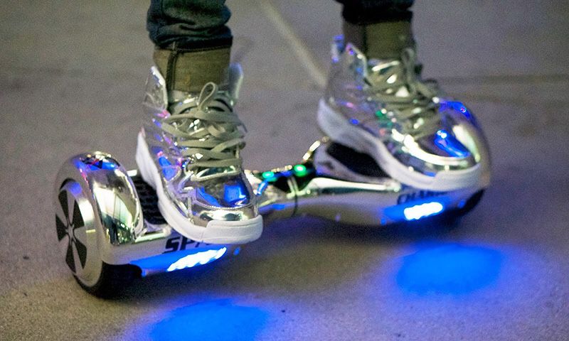 Brand new chrome plated hoverboard silver with Bluetooth and lights