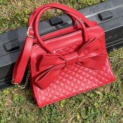 NEW Red Scarleton Women's Quilted Vegan Leather Crossbody Bag