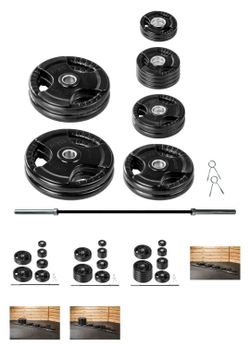 295 Lb Rubber Coated Olympic Weight Set  Everything Is Brand New still In The Box x